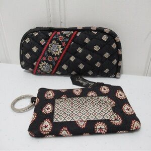 Vera Bradley Black Quilted Sunglasses Case and Coinpurse Set
